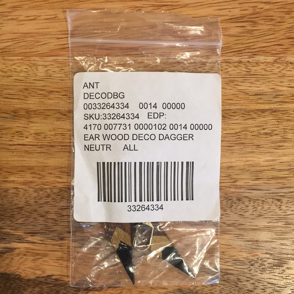 NWT Anthropologie Wood Deco Dagger Earrings - Picture 3 of 5